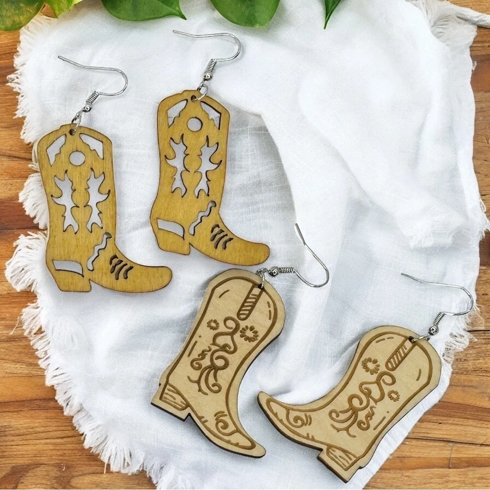 Wild West Chic: Handcrafted Wooden Dangle Earrings - Choose Your Style!